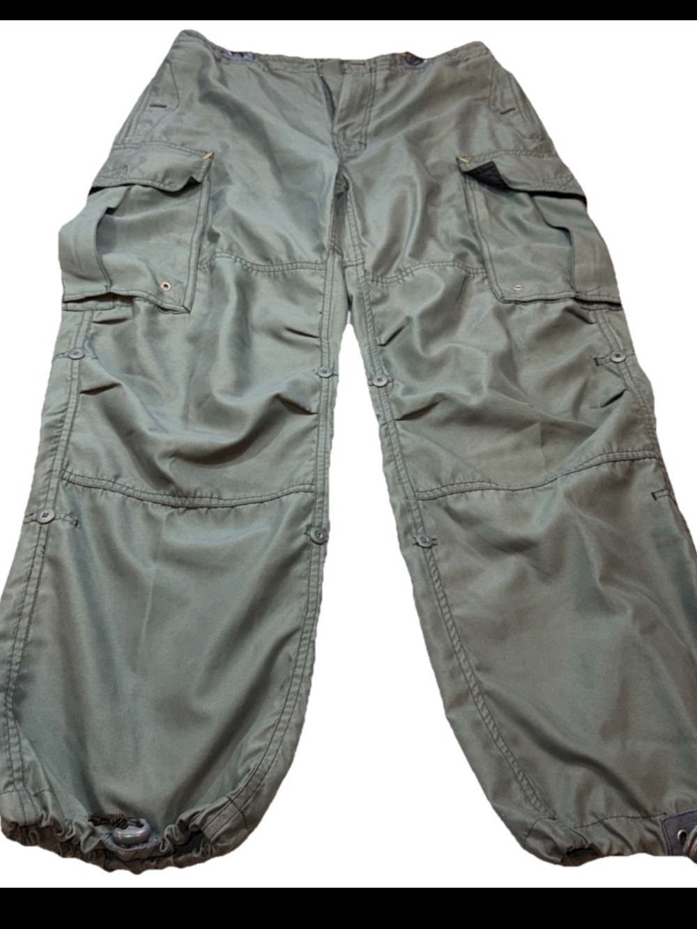 Boardstiff Baggy Green Cargo Pocket Jogger Pants Mens Y2K Skater Grunge Raver BS